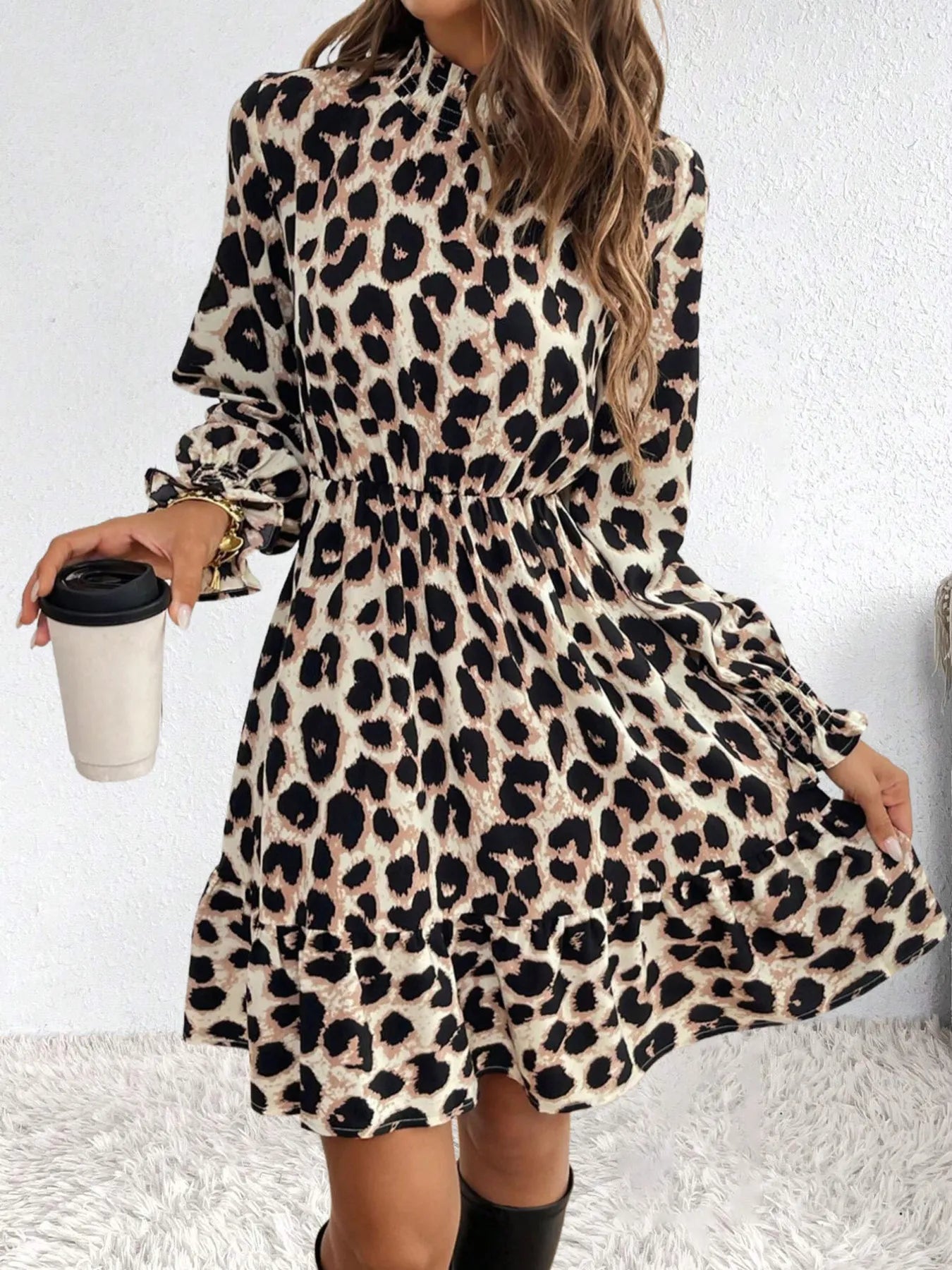 Leopard Print Long Sleeve Dress - The Nicole - Tayan Dress Co.
