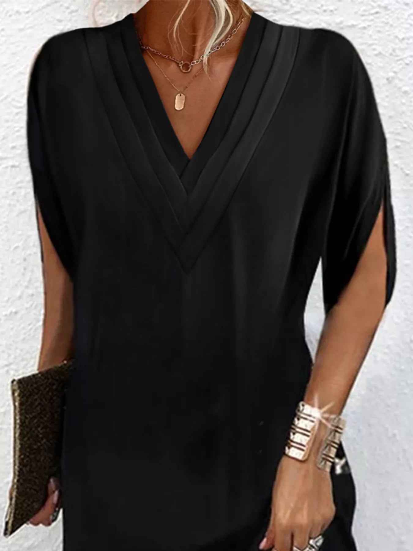 V - Neck Short Sleeve Dress - The Nicole - Tayan Dress Co.