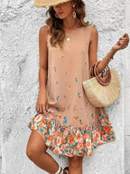 Ruffled Hem Floral Sleeveless Mini Tank Dress - TNT Dress Co.