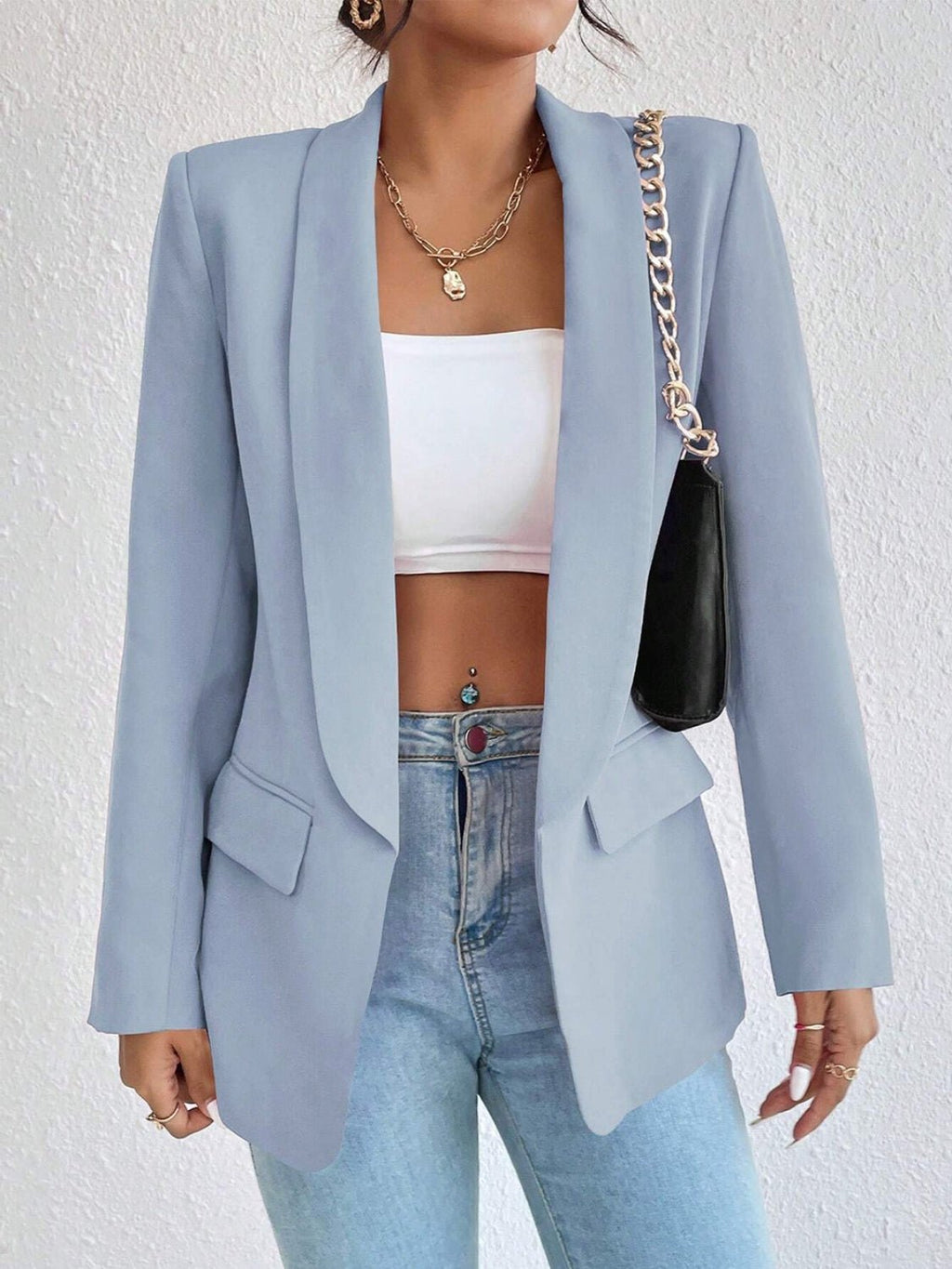 Shawl Collar Long Sleeve Blazer - TNT Dress Co.