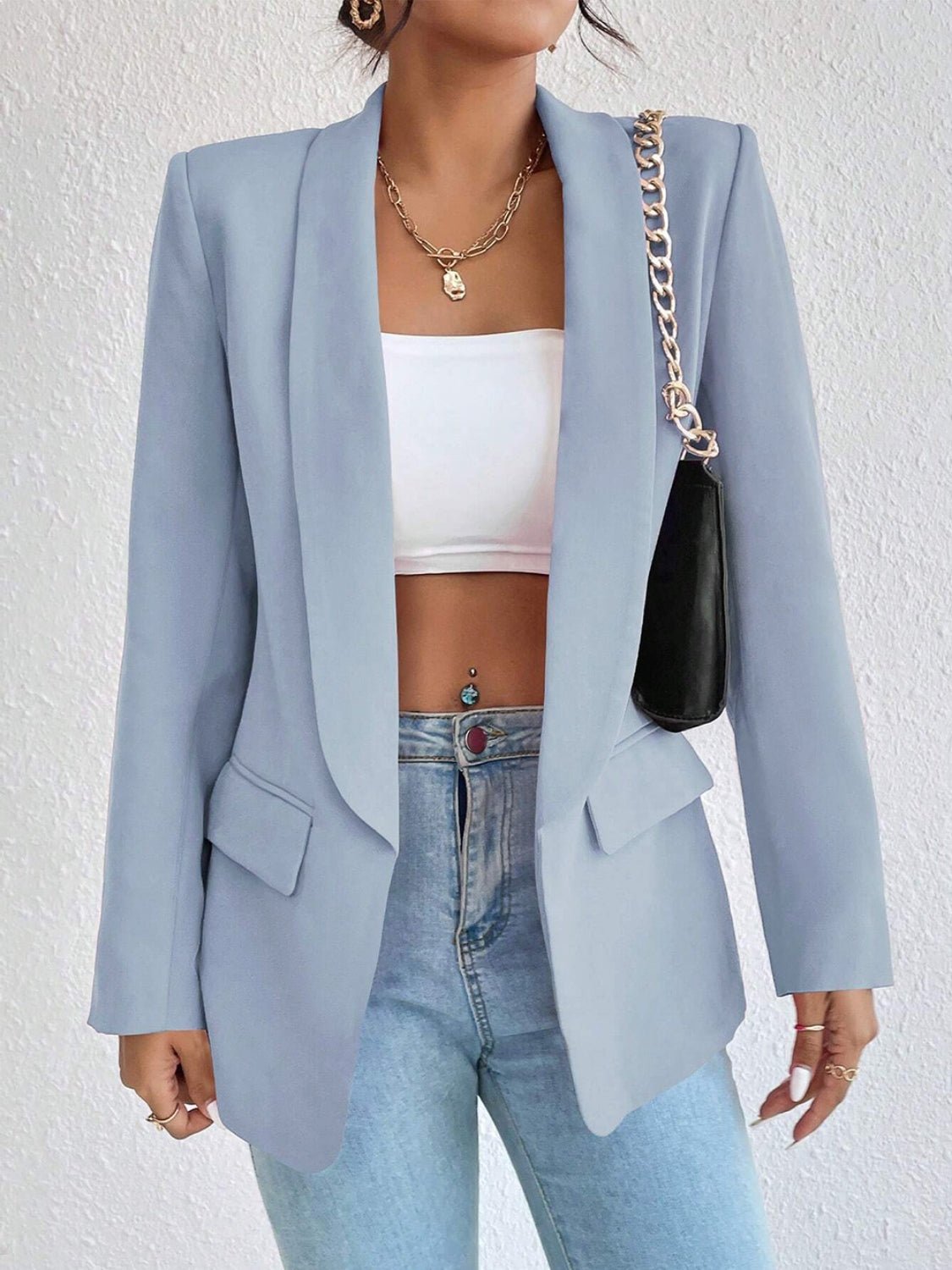 Shawl Collar Long Sleeve Blazer - TNT Dress Co.