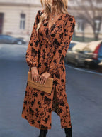 Printed Surplice Long Sleeve Dress - The Nicole - Tayan Dress Co.