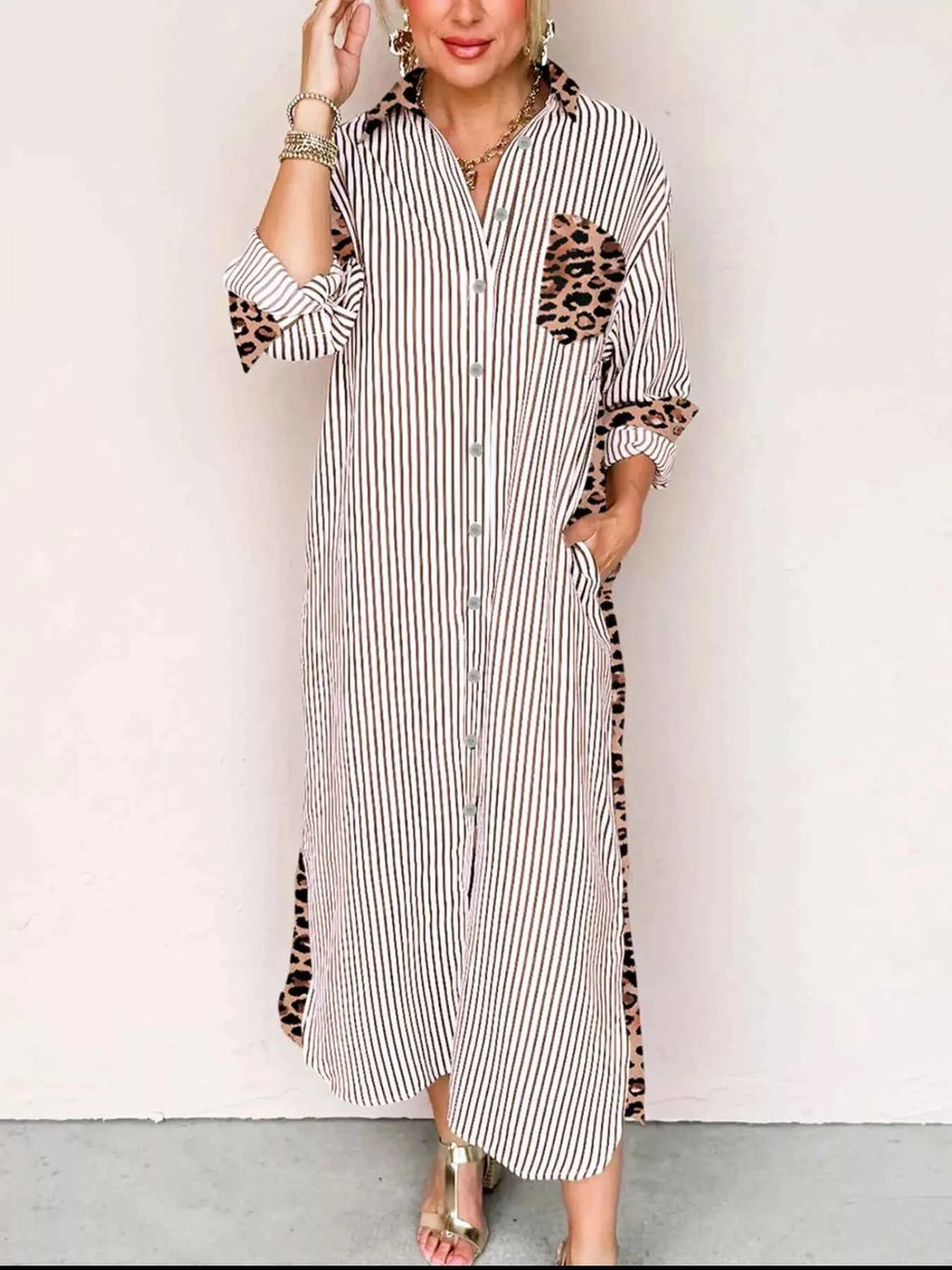 Leopard Button Up Shirt Dress