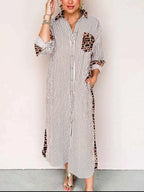 Leopard Button Up Shirt Dress