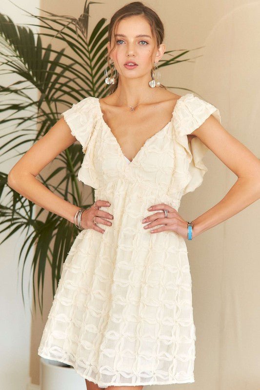 ADORA Tie Back V - Neck Ruffle Sleeve Dress - TNT Dress Co.