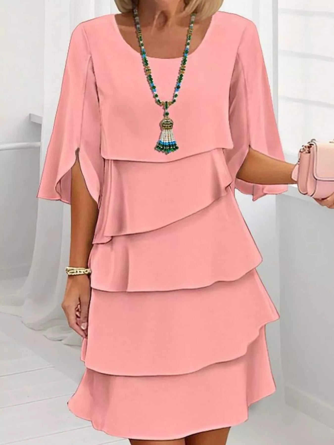 Ruffled Layered Sleeve Dress