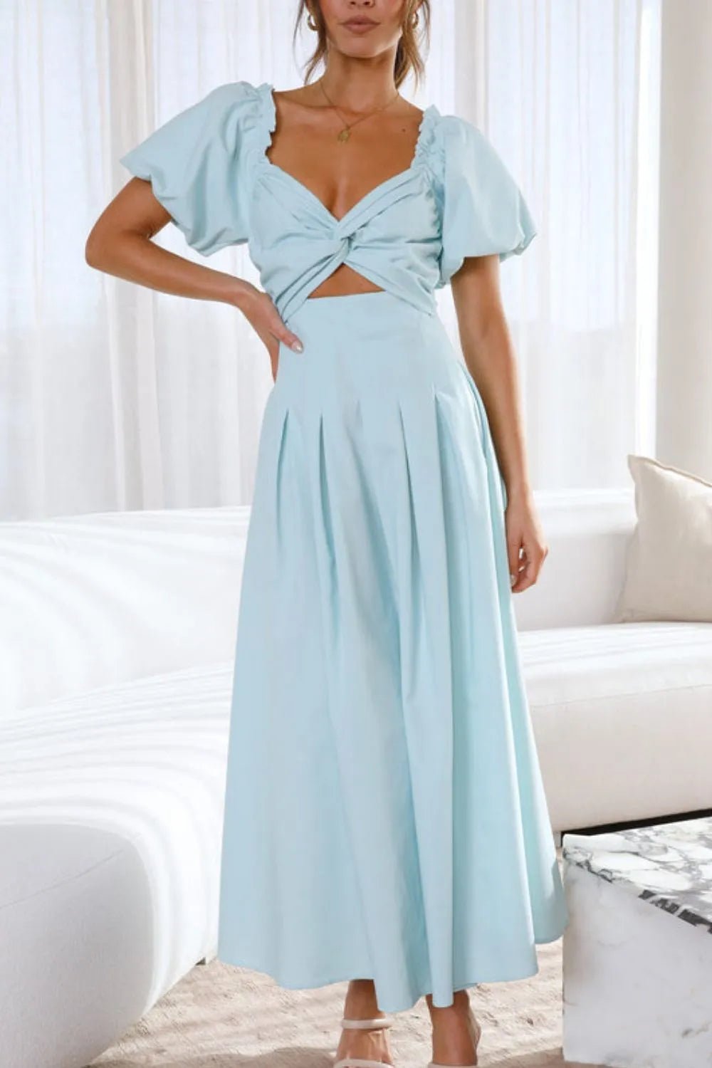 Sweetheart Neck Puff Sleeve Dress - TNT Dress Co.