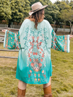 Plus Size Printed Open Front Long Sleeve Cover Up - TNT Dress Co.
