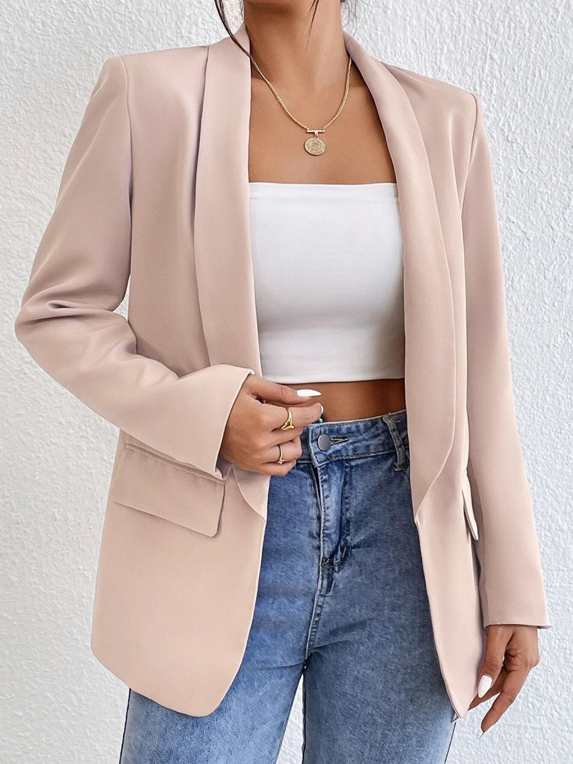 Shawl Collar Long Sleeve Blazer - TNT Dress Co.