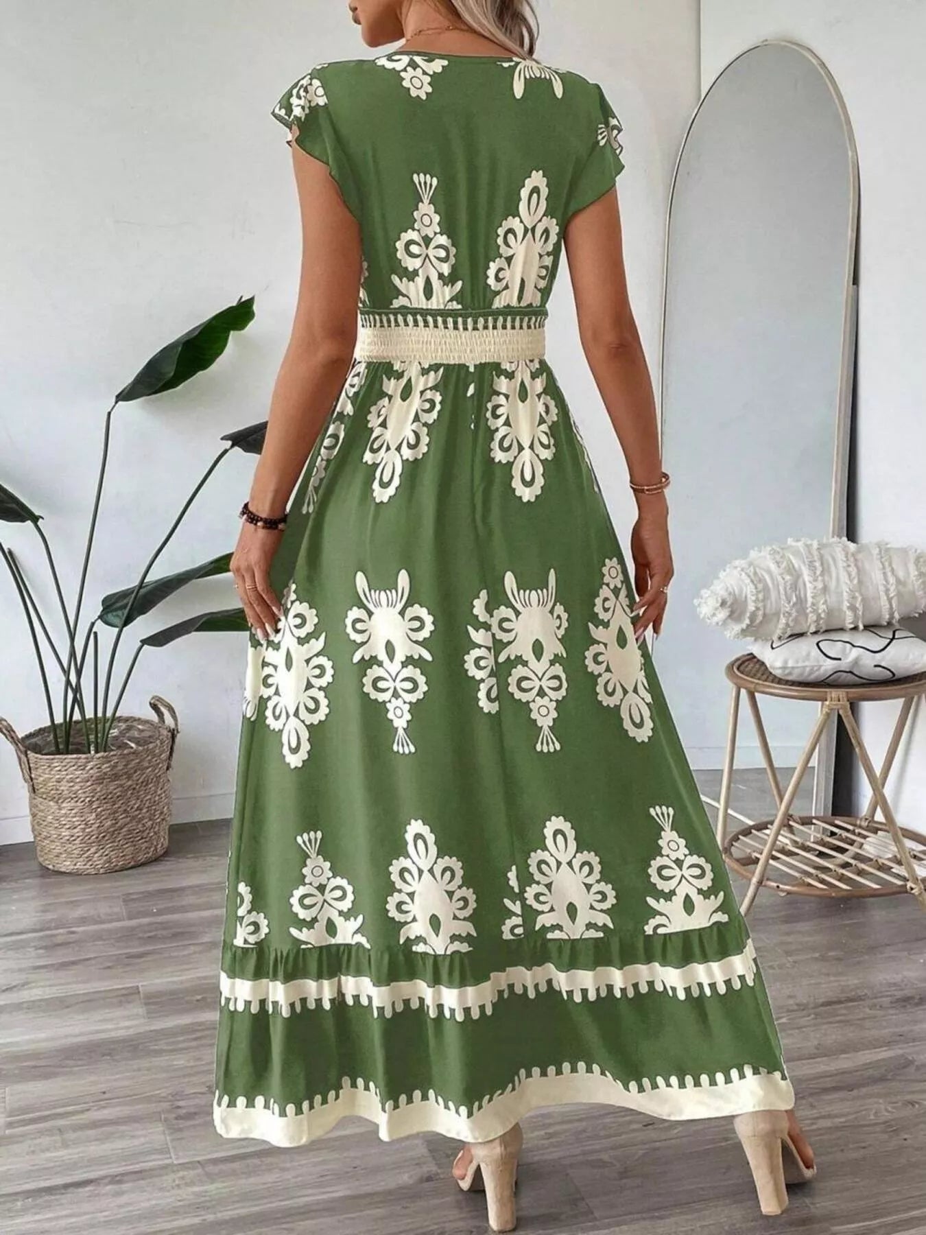 V - Neck Ruffled Sleeve Dress - The Nicole - Tayan Dress Co.