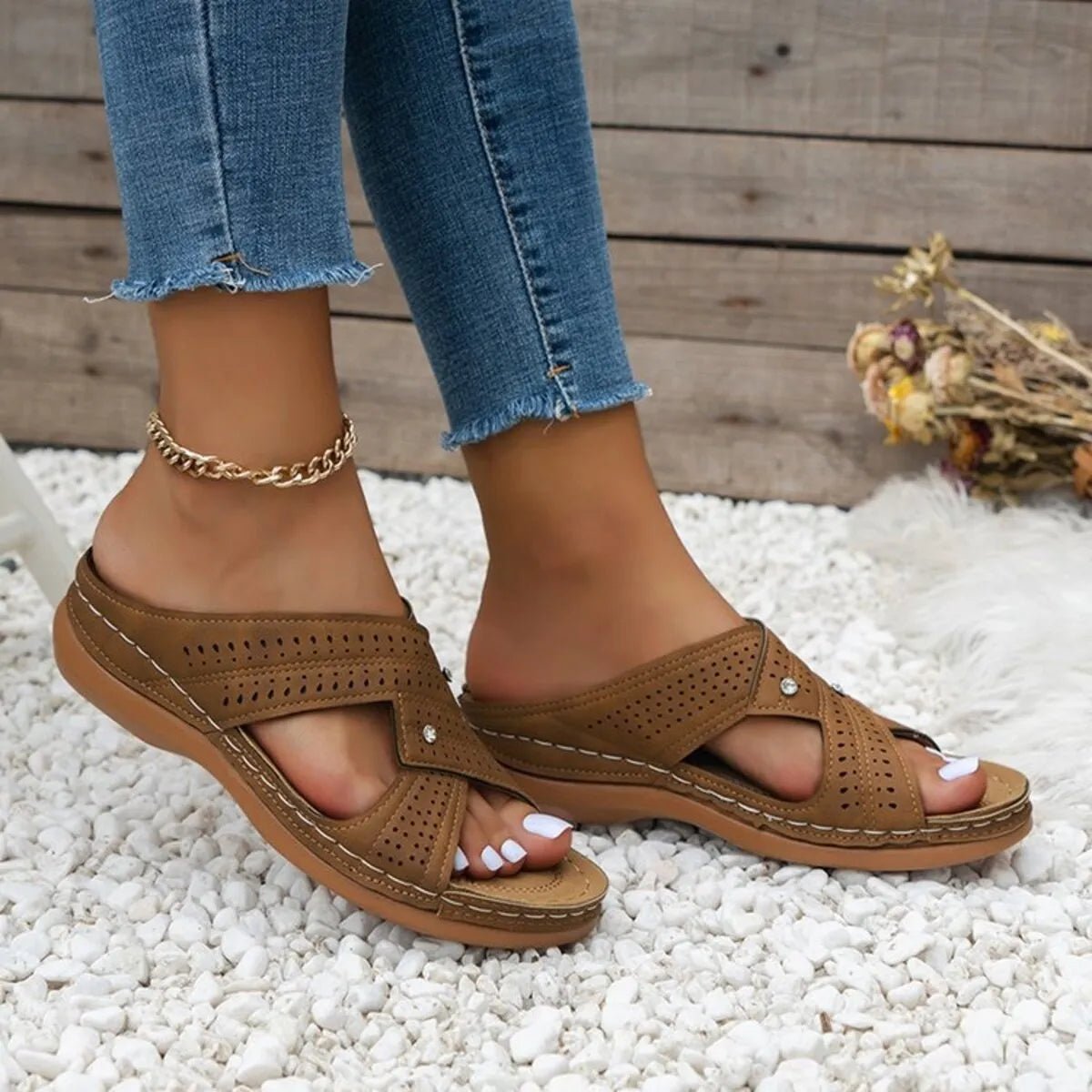 Open Toe Wedge Sandals - The Nicole - Tayan Dress Co.