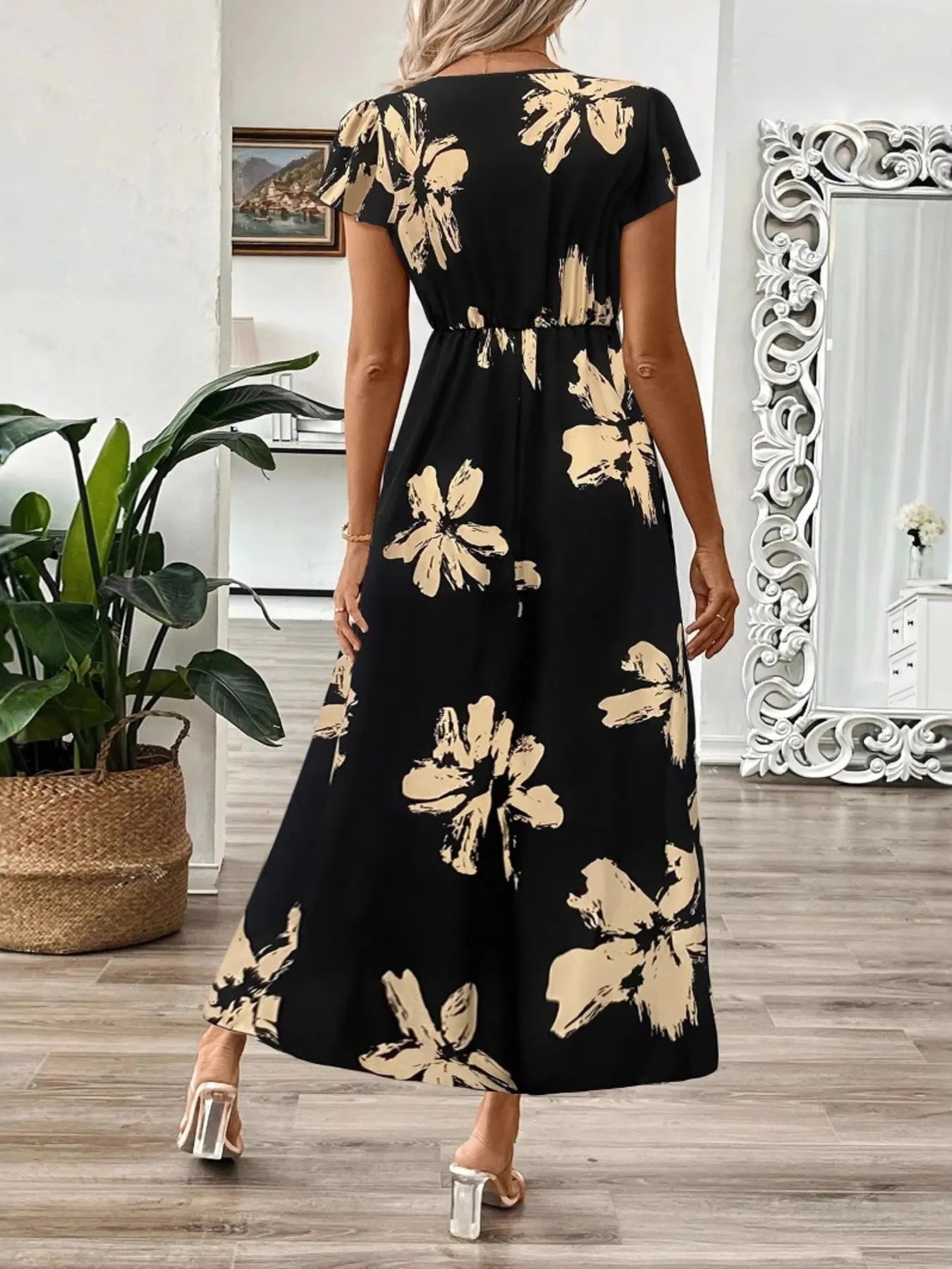 Surplice Short Sleeve Midi Dress - TNT Dress Co.