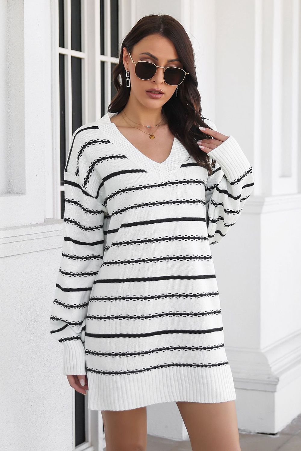 V - Neck Sweater Dress - The Nicole - Tayan Dress Co.
