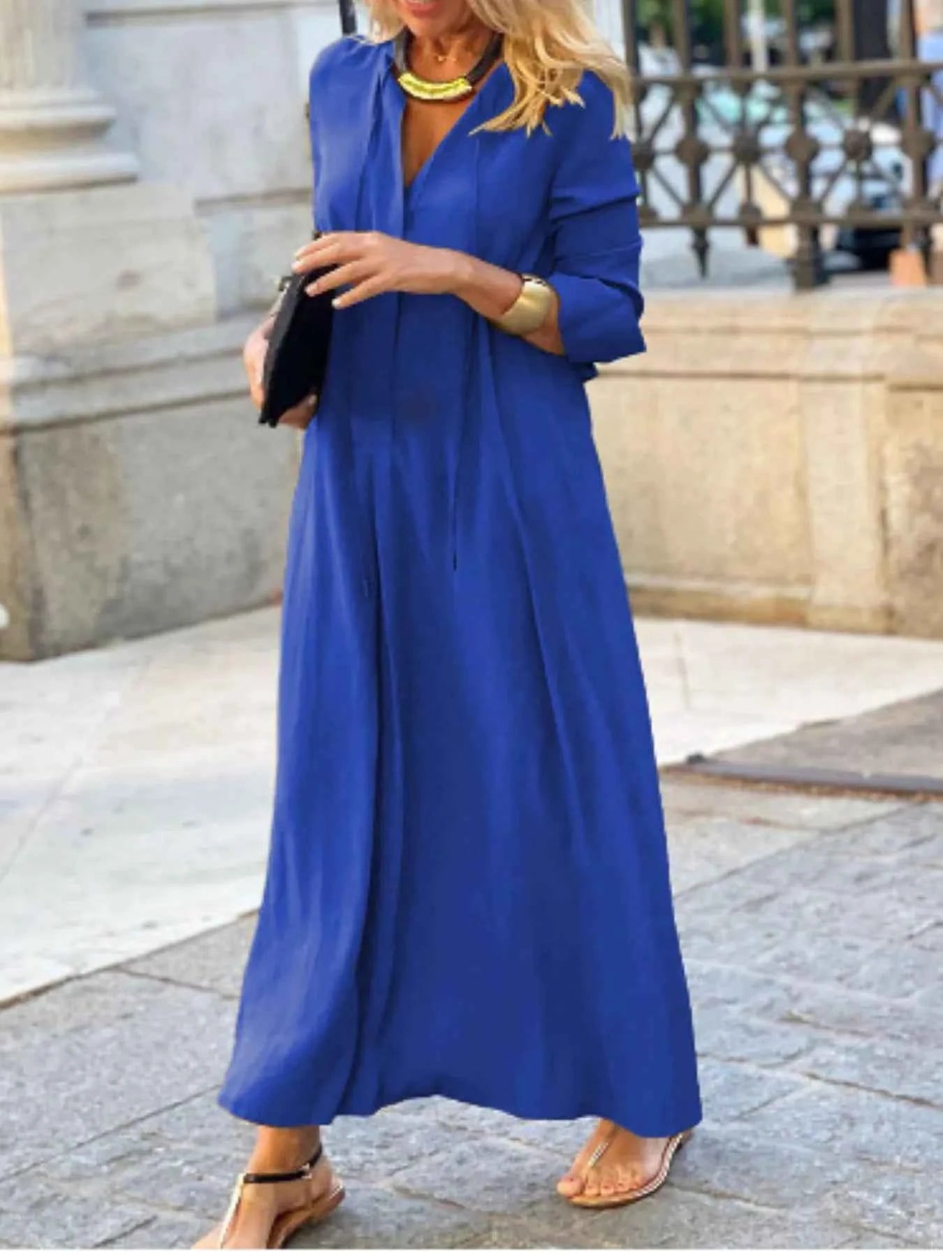 Solid Color Shirt Dress