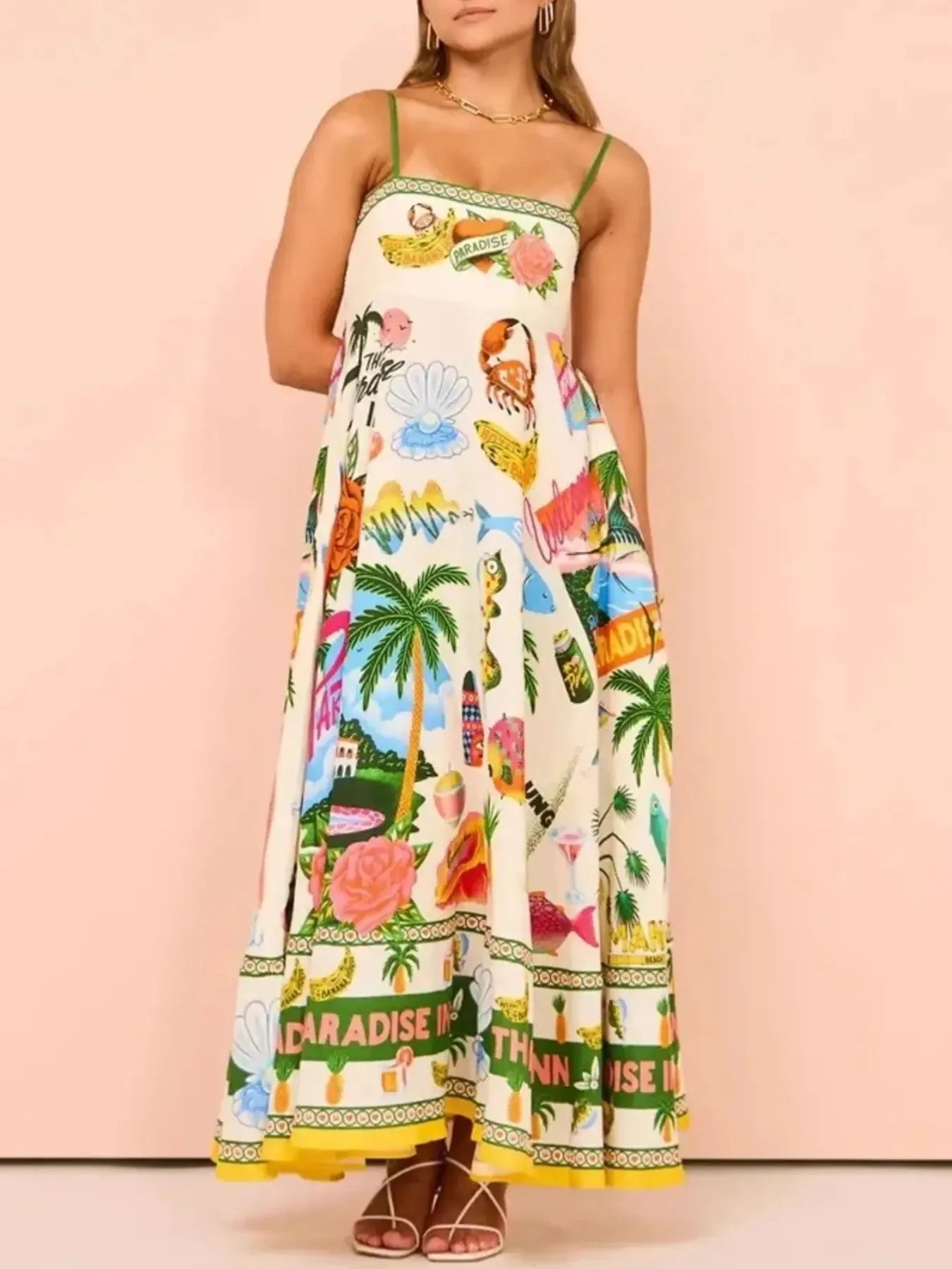Printed Square Neck Cami Maxi Dress - TNT Dress Co.