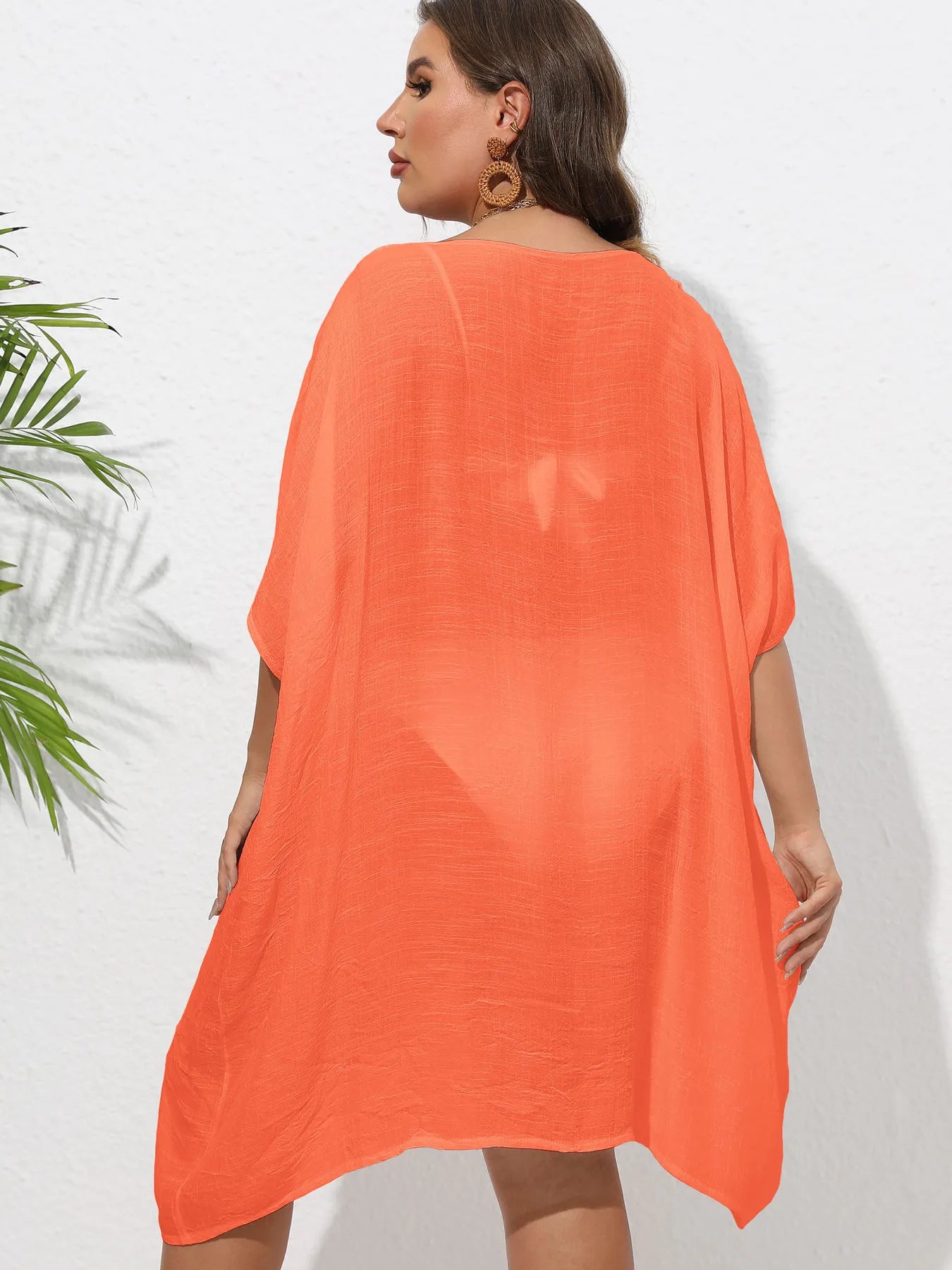 Crochet Trim V - Neck Beach Cover Up Dress - TNT Dress Co.