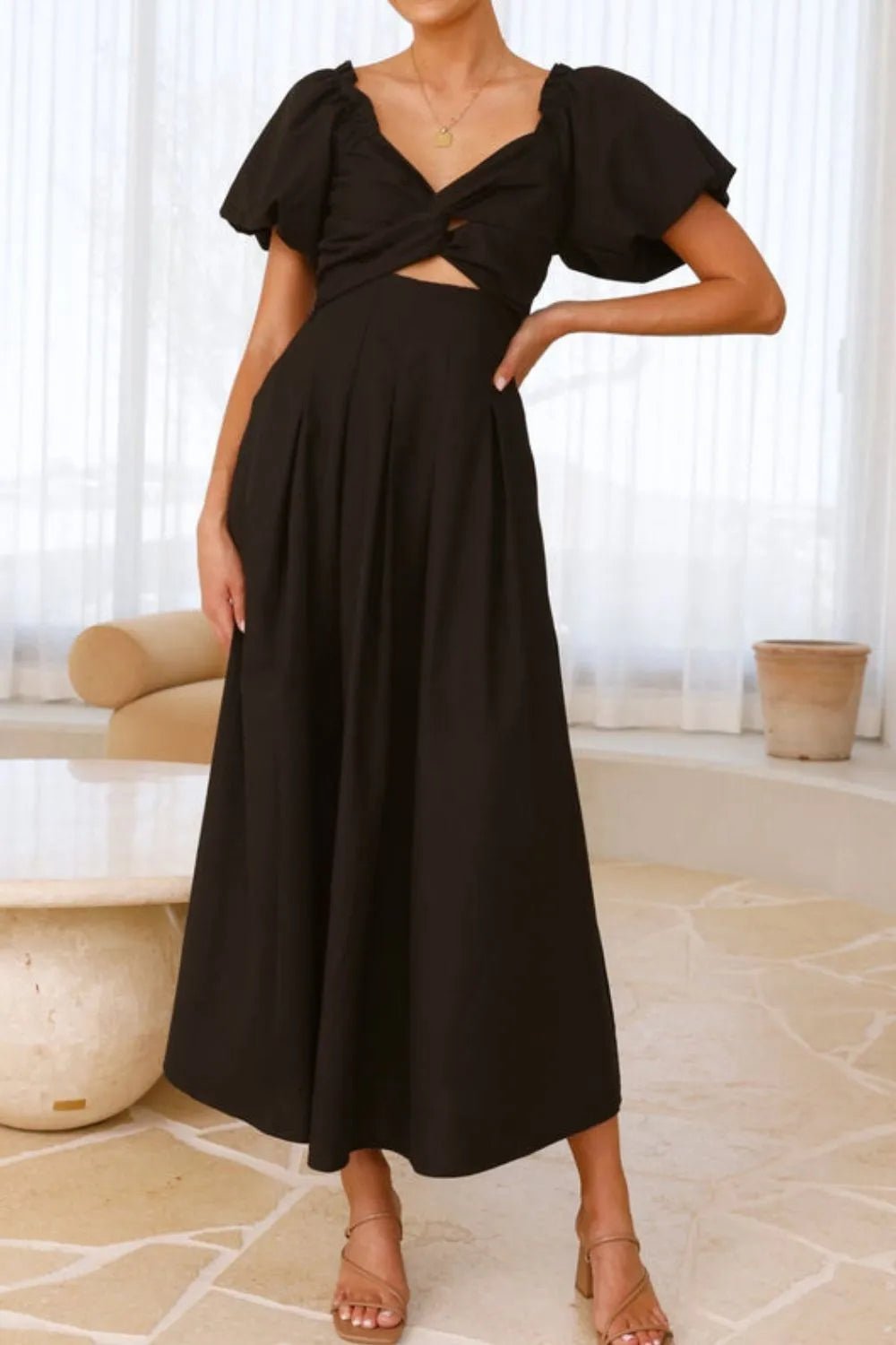 Sweetheart Neck Puff Sleeve Dress - TNT Dress Co.