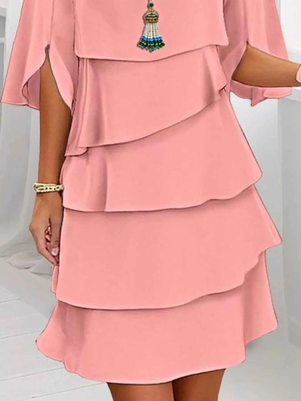 Ruffled Layered Sleeve Dress