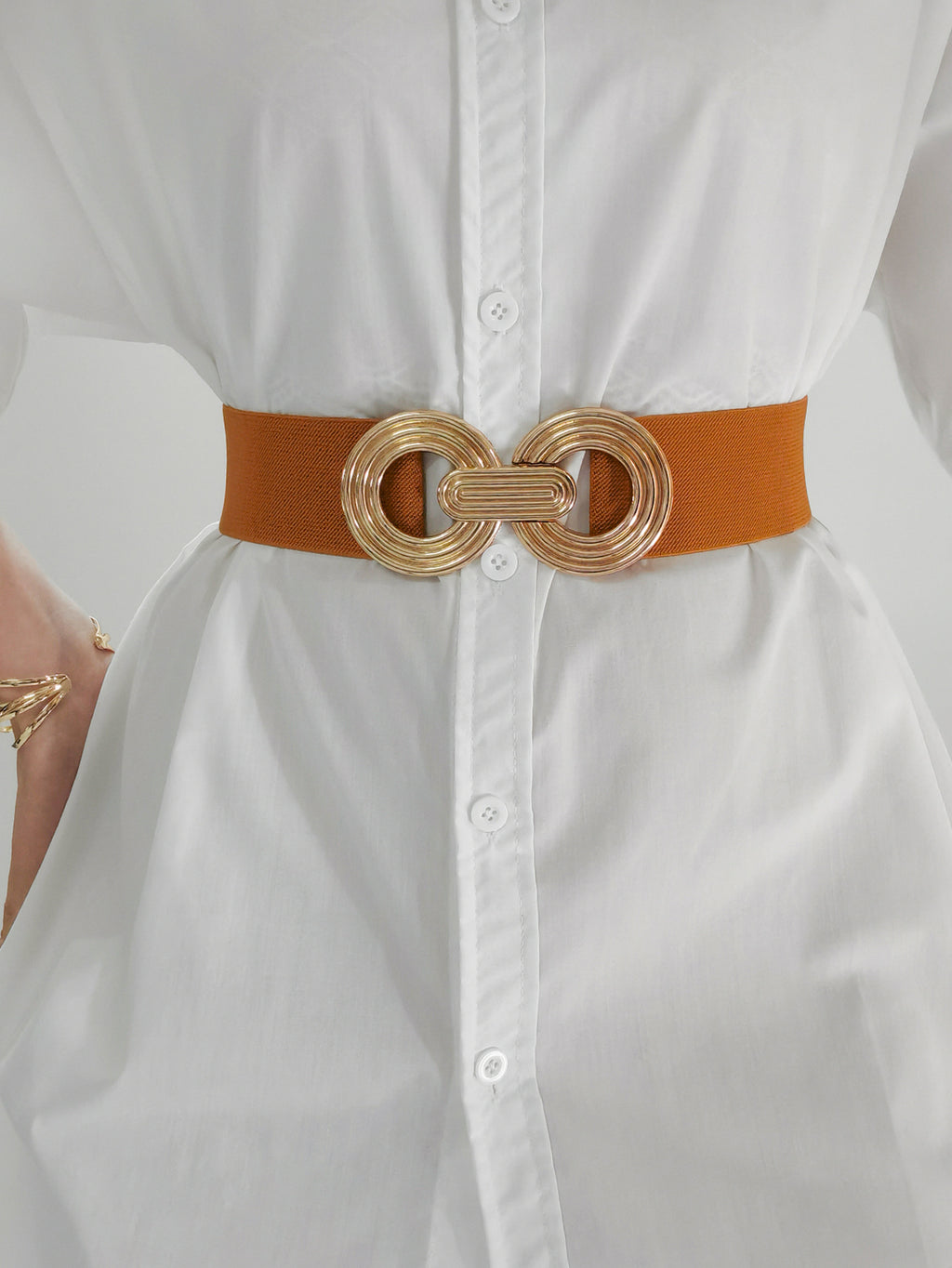 Geometric Buckle Elastic Wide Belt - TNT Dress Co.