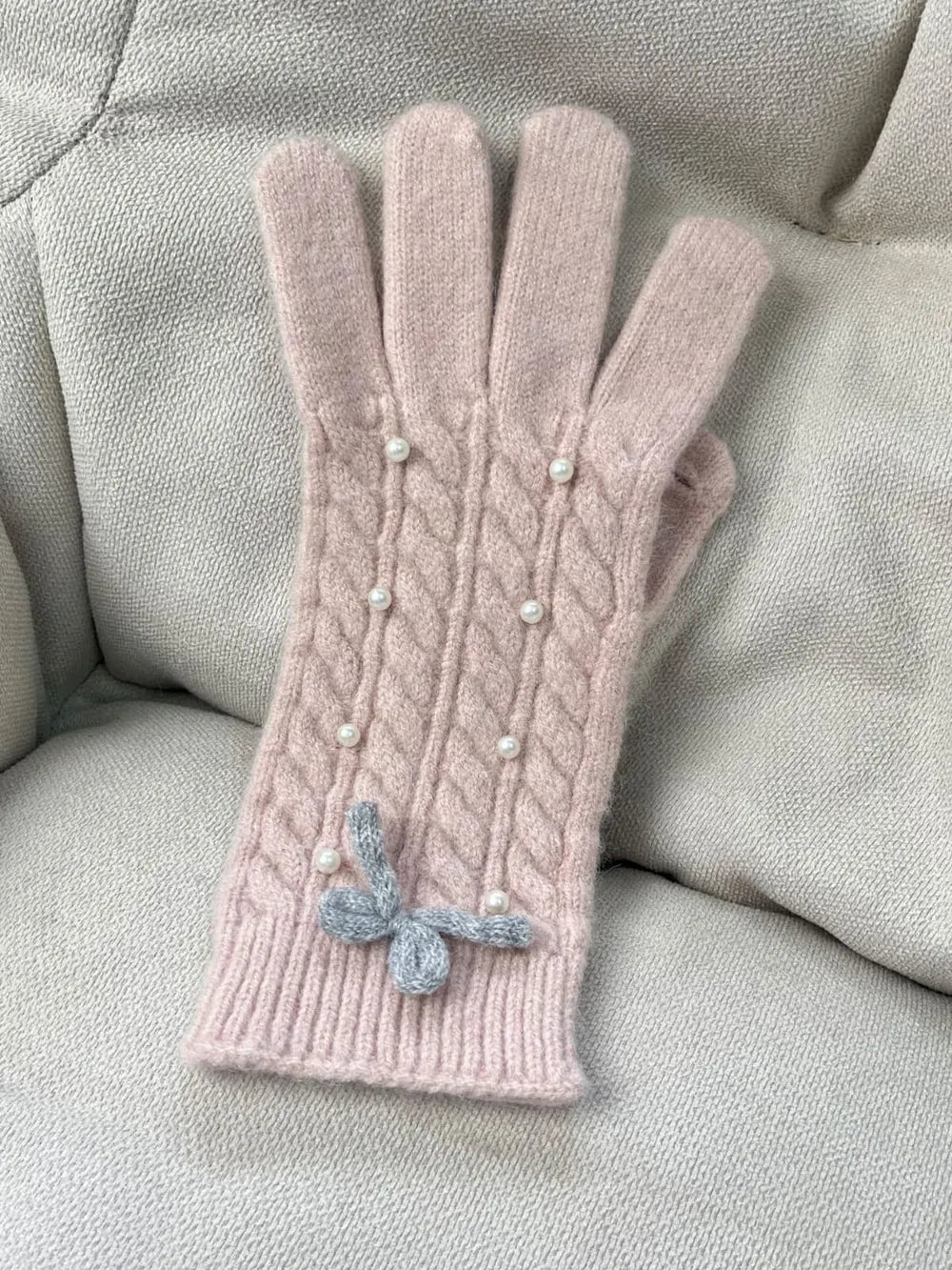 Pearl Bow Five - Finger Gloves - The Nicole - Tayan Dress Co.