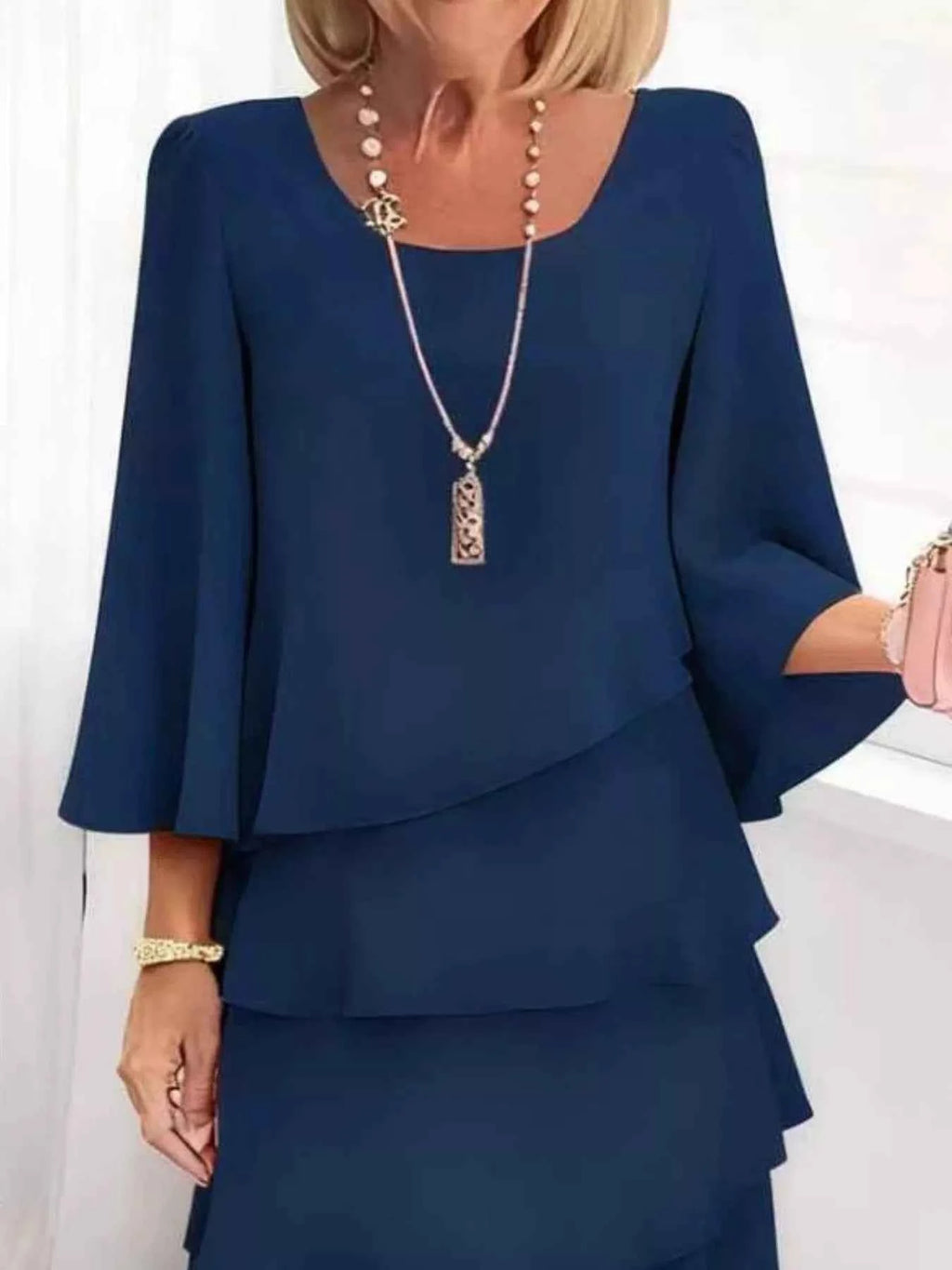Ruffled Layered Sleeve Dress