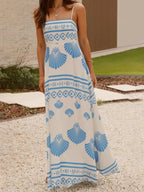 Seashell Print Spaghetti Strap Maxi Dress - TNT Dress Co.