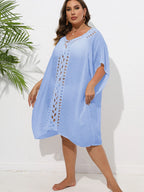 Crochet Trim V - Neck Beach Cover Up Dress - TNT Dress Co.