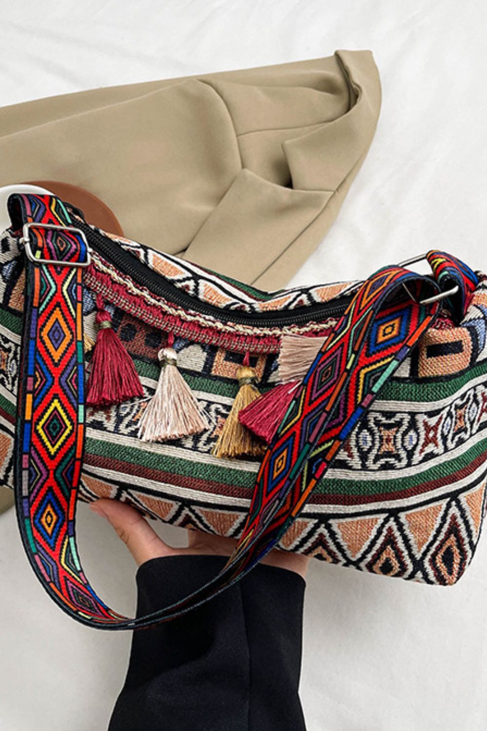 Adjustable Strap Shoulder Bag with Tassel Detail - TNT Dress Co.