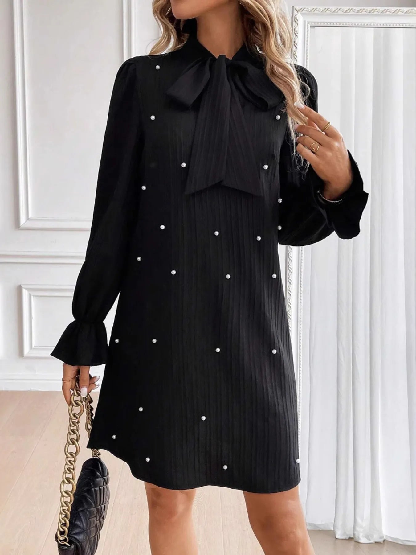 Bow Tie Flounce Sleeve Dress - The Nicole - Tayan Dress Co.