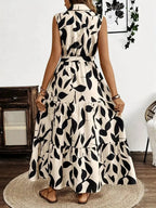 Printed Tie Waist Sleeveless Maxi Dress - TNT Dress Co.