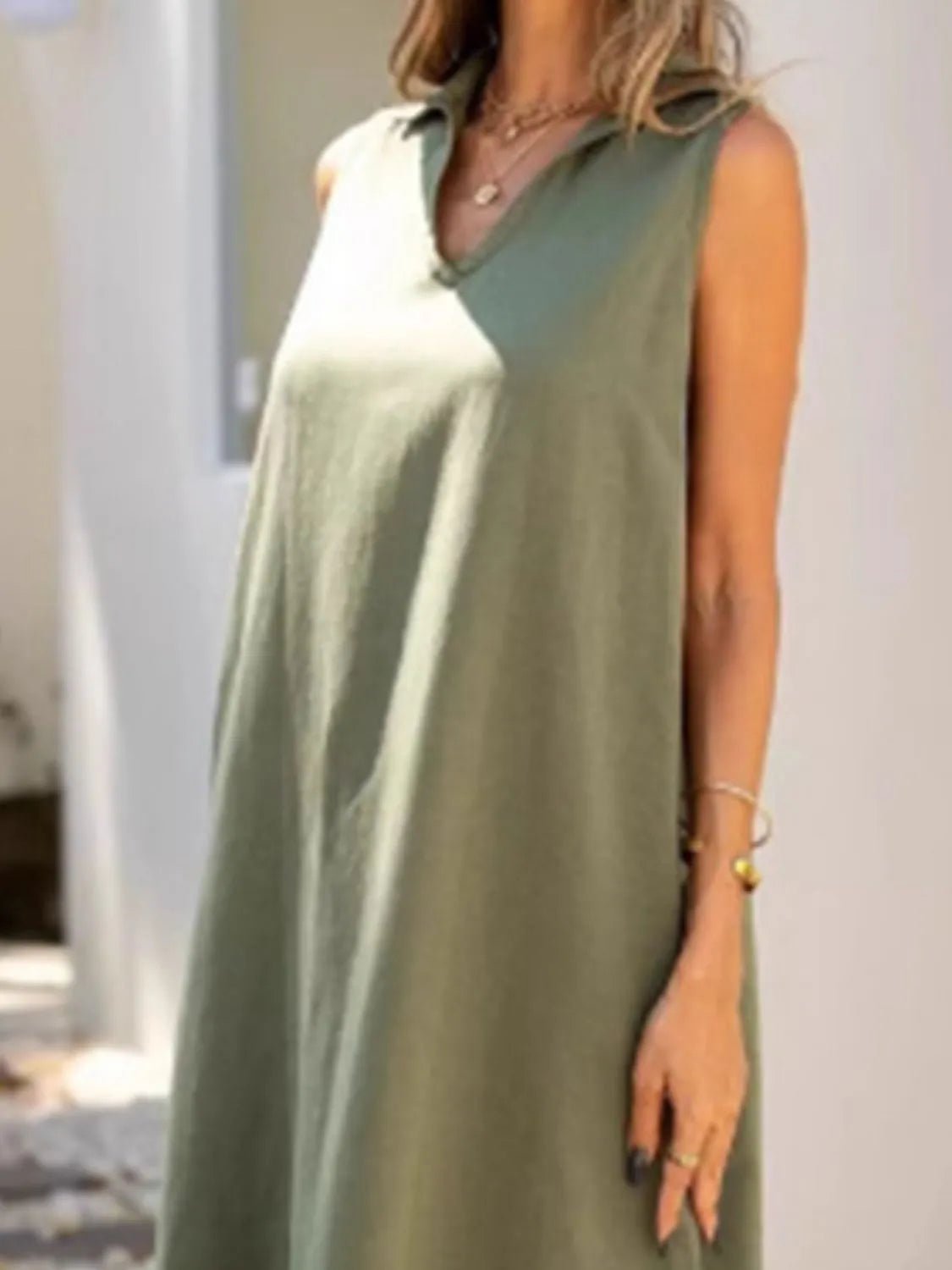 Full Size Side Slit Sleeveless Midi Dress Plus Size - TNT Dress Co.