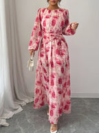 Long Sleeve Maxi Dress with Drawstring - The Nicole - Tayan Dress Co.