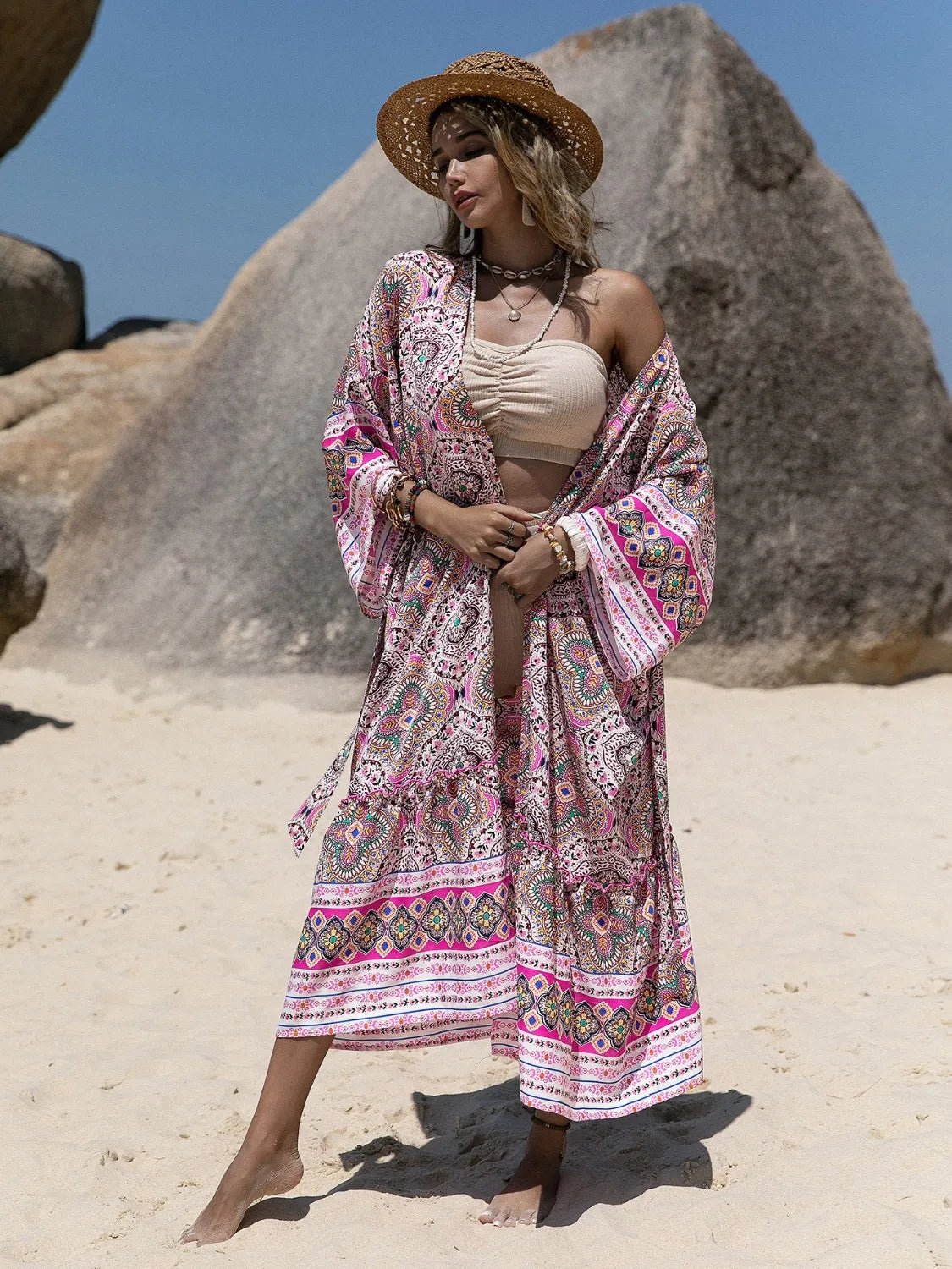 Printed Open Front Cover Up - TNT Dress Co.
