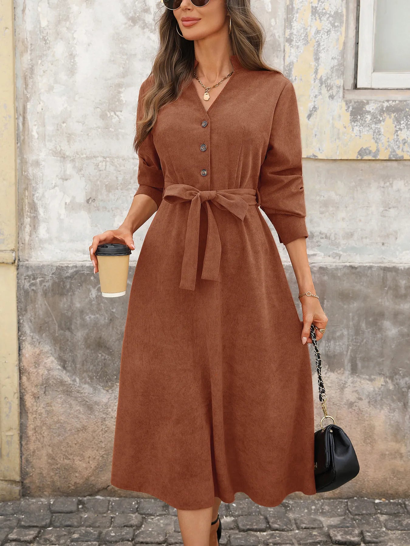 Belted Midi Dress - The Nicole - Tayan Dress Co.