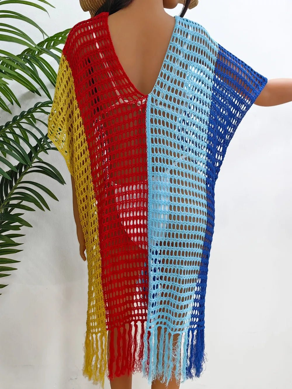 Fringe Color Block Scoop Neck Cover Up - TNT Dress Co.