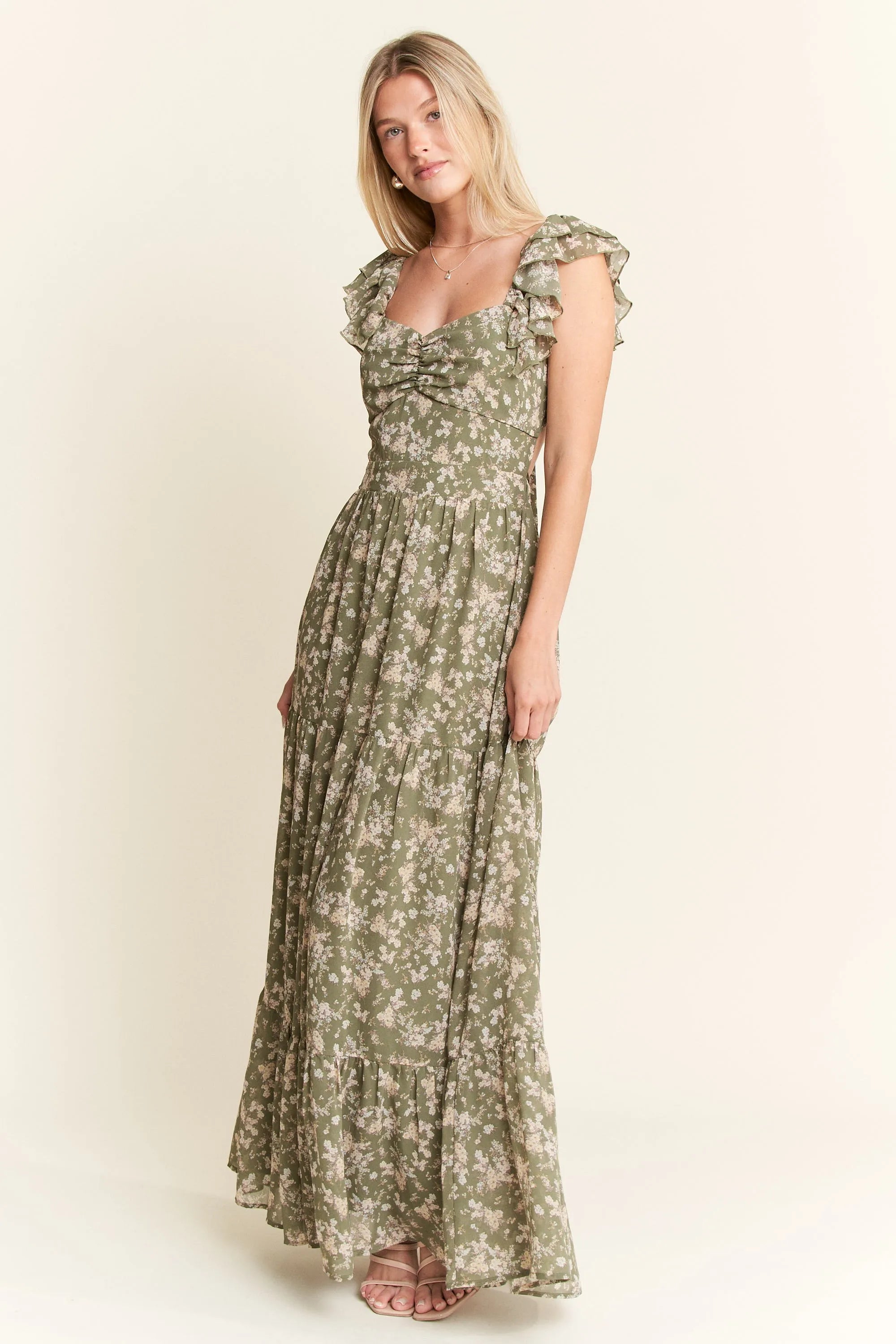 Ruffle Sleeve Tiered Maxi Dress - TNT Dress Co.