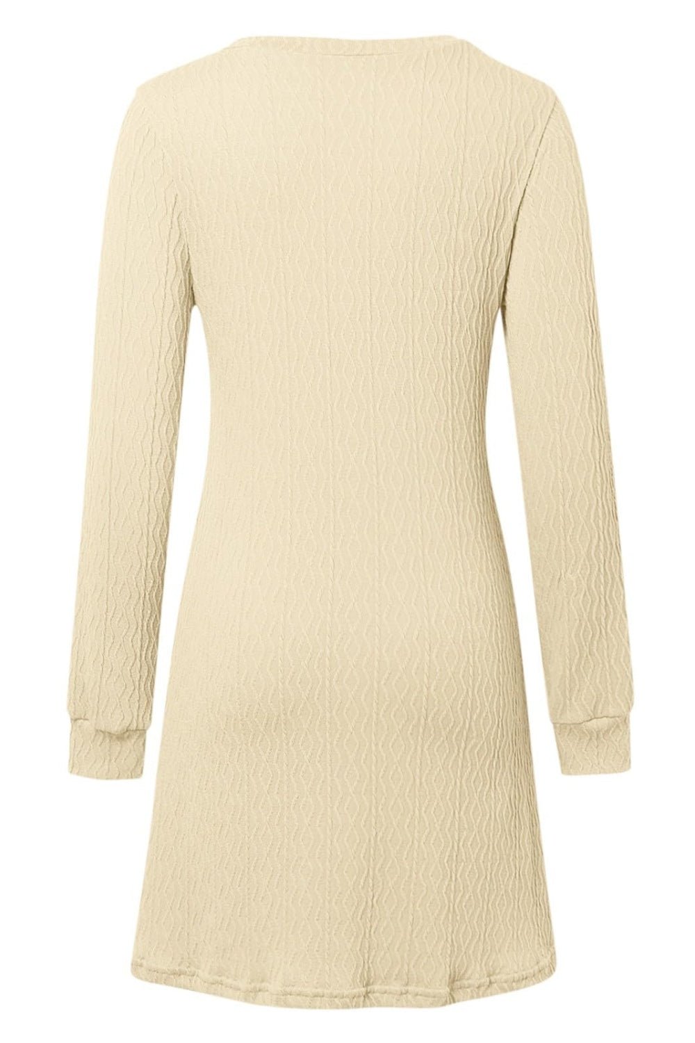 V - Neck Long Sleeve Textured Dress - TNT Dress Co.