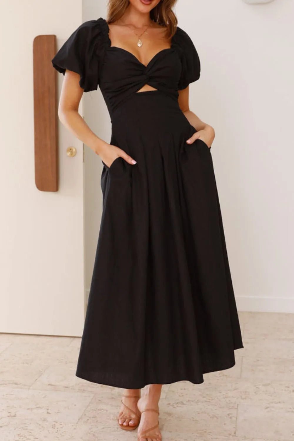 Sweetheart Neck Puff Sleeve Dress - TNT Dress Co.