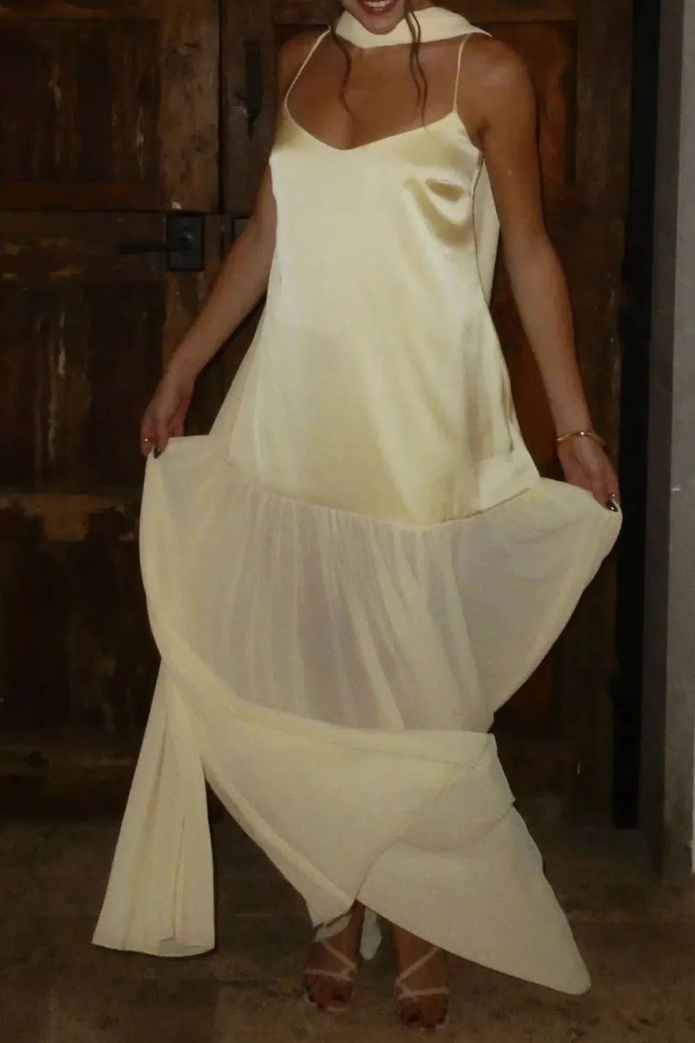 Adjustable Strap Maxi Cami Dress with Scarf - TNT Dress Co.