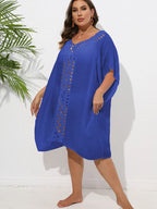Crochet Trim V - Neck Beach Cover Up Dress - TNT Dress Co.