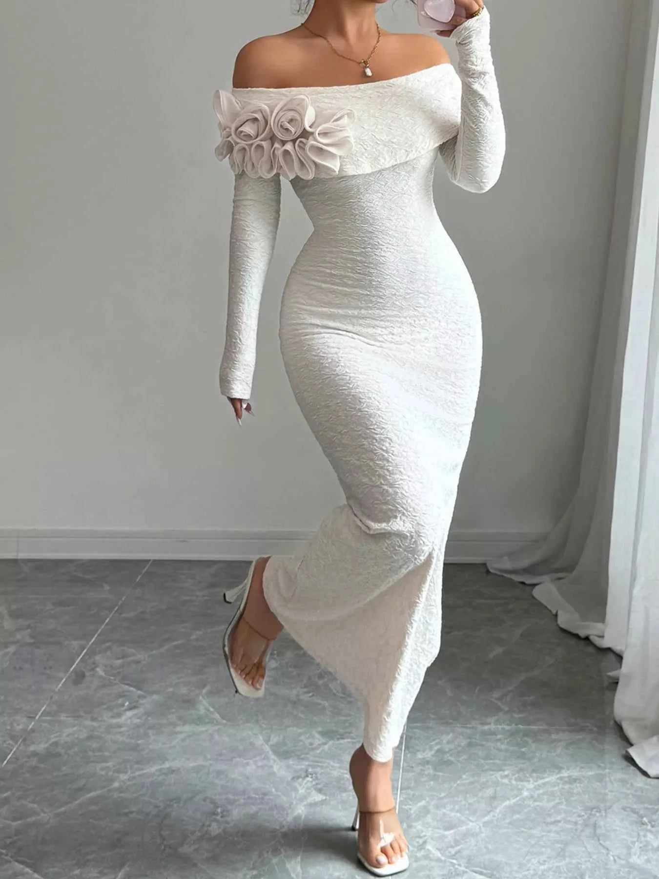 Off-Shoulder Long Sleeve Dress