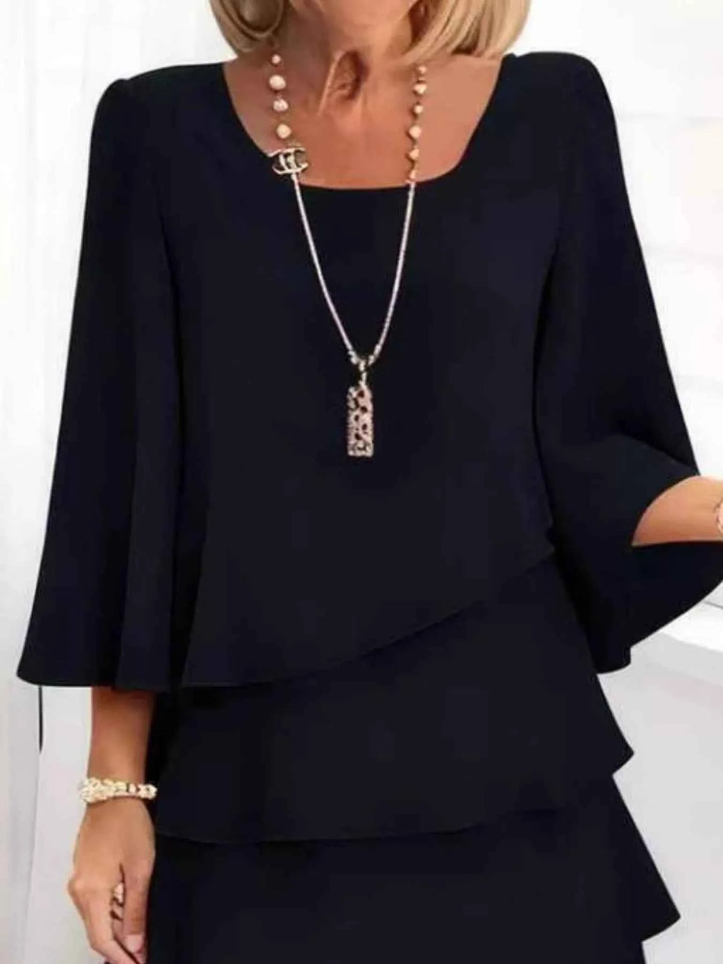 Ruffled Layered Sleeve Dress