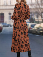 Printed Surplice Long Sleeve Dress - The Nicole - Tayan Dress Co.