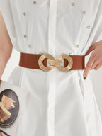 Geometric Buckle Elastic Wide Belt - TNT Dress Co.