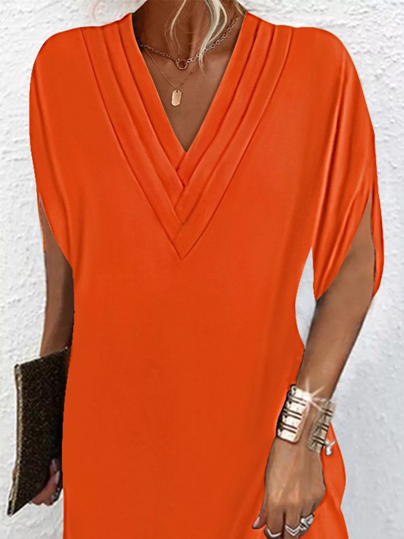 V - Neck Short Sleeve Dress - The Nicole - Tayan Dress Co.