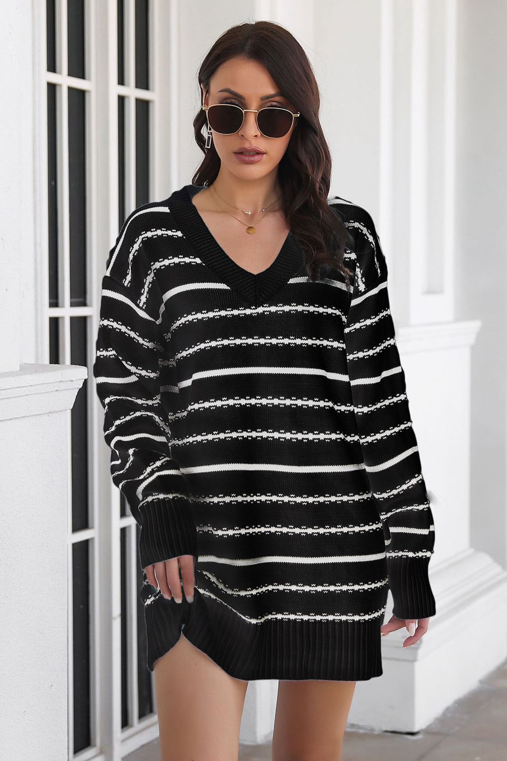 V - Neck Sweater Dress - The Nicole - Tayan Dress Co.