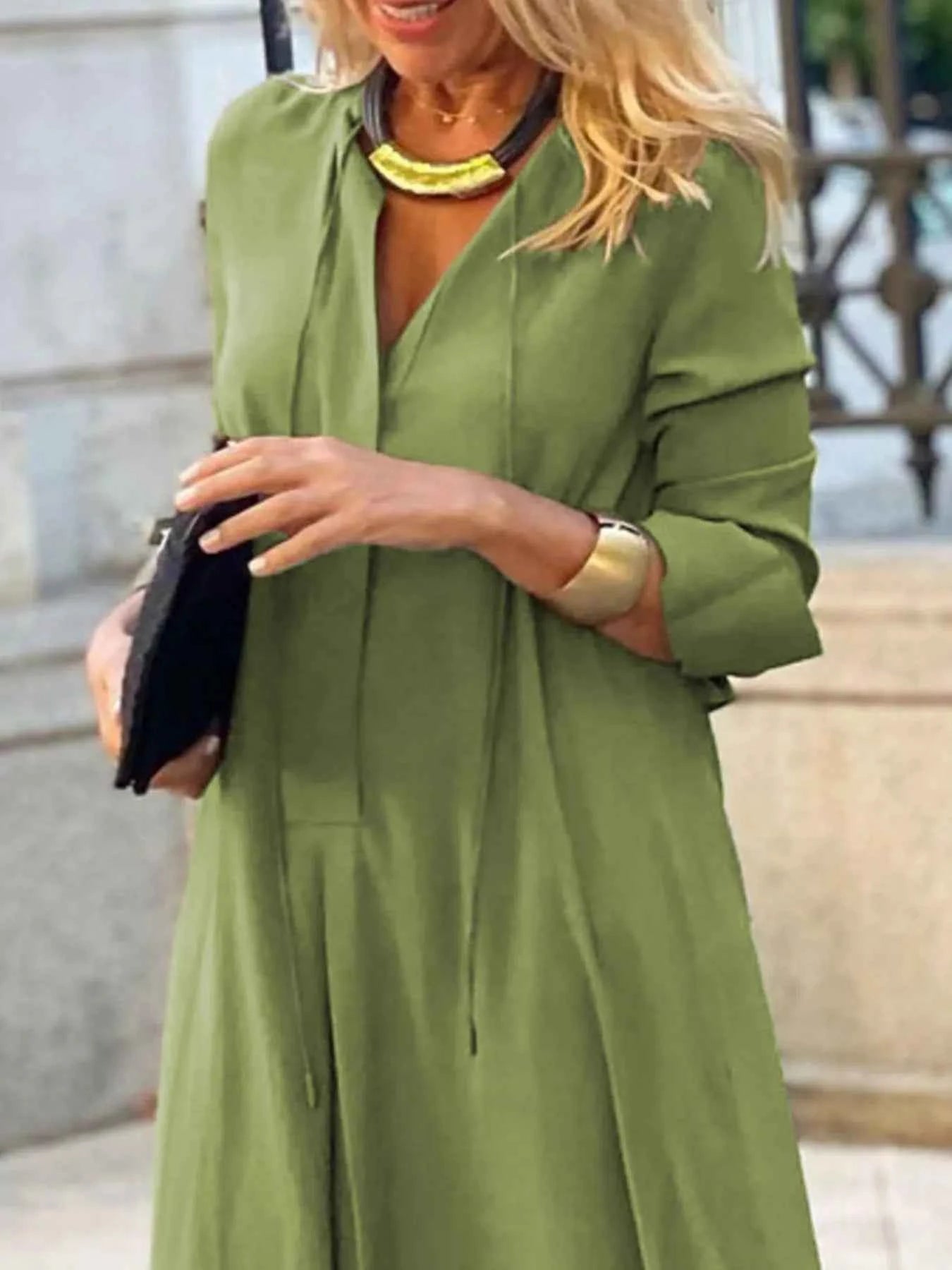Solid Color Shirt Dress