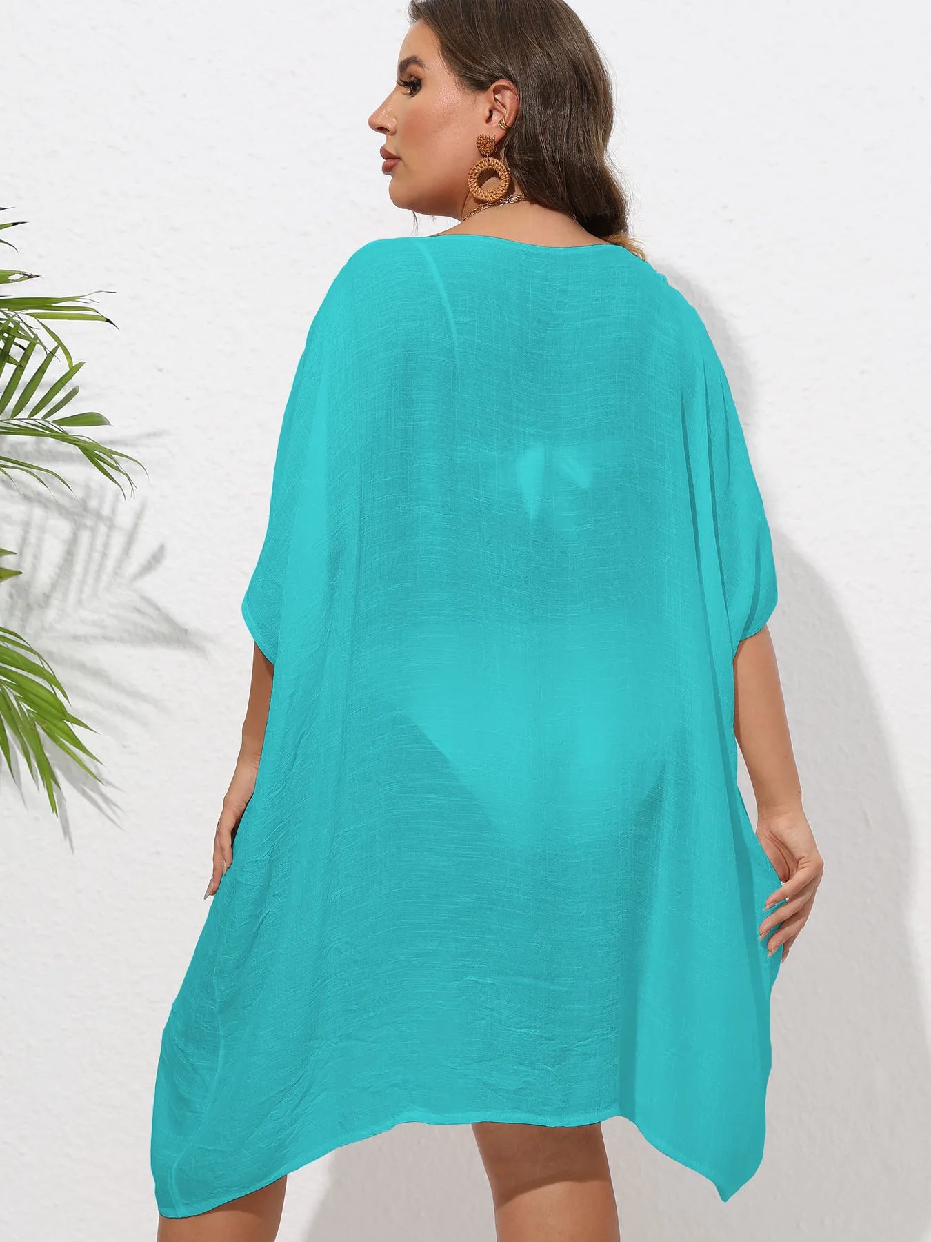 Crochet Trim V - Neck Beach Cover Up Dress - TNT Dress Co.