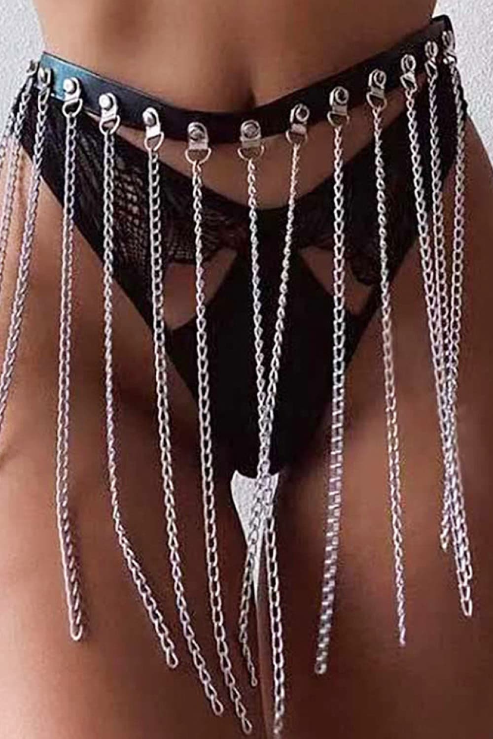 Fringed PU Leather Belt with Chain - TNT Dress Co.