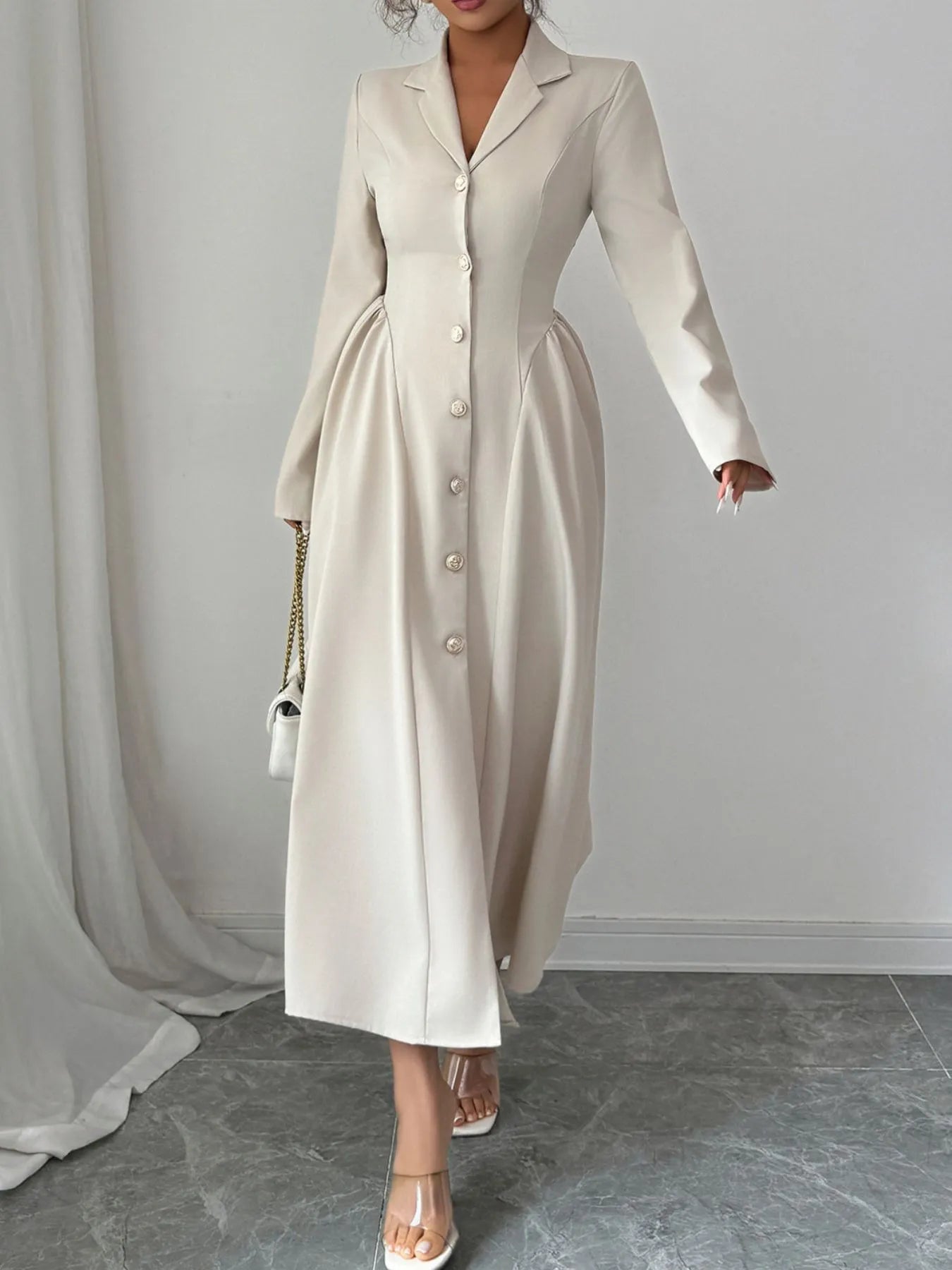 Button Down Long Sleeve Dress - The Nicole - Tayan Dress Co.